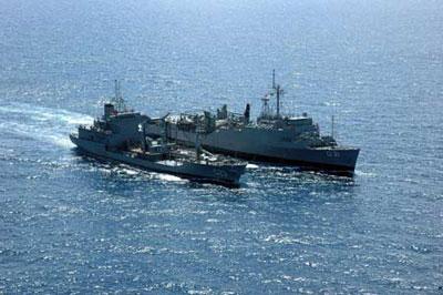 A handout picture from the Brazilian Navy released on June 22, 2009 shows Brazilian Navy warships searching for debris from Air France Airbus A330 out of the Atlantic Ocean. Brazilian Navy announced on Monday that they found more debris of the crashed Air France Airbus A330. (Xinhua Photo)