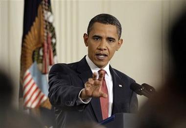 President Barack Obama responds to questions during a news conference in the East Room of the White House in Washington Wednesday, July 22, 2009.(AP Photo/Alex Brandon)