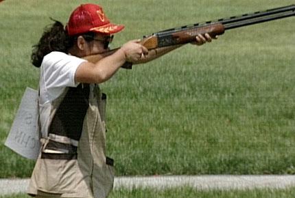 Barcelona, 28 July 1992. Games of the XXV Olympiad. Shooting, mixed skeet event. Chinese competitor ZHANG Shan, 1st, in action. Credit: IOC Olympic Museum Collections