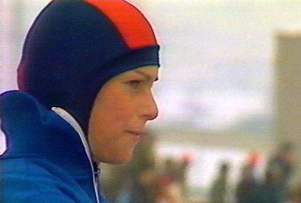 Sarajevo February 1984, XIV Olympic Winter Games. Speed skating, women's 3000m: winner Andrea EHRIG of the German Democratic Republic. In 1984 she competed under the name of SCHÖNE. Credit: IOC Olympic Museum Collections