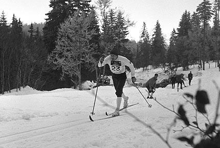 Grenoble, 17 February 1968, X Olympic Winter Games. Eventual gold medallist Ole ELLEFSAETER of Norway, in action in the men's cross country skiing 50km event held in Autrans. Credit: IOC / Olympic Museum Collections