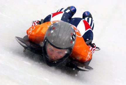 Park City, Utah Olympic Park, 20 February 2002 Tristan GALE of the USA competes in the women's skeleton during the Salt Lake City Olympic Winter Games. Credit: Getty Images/ Shaun Botterill