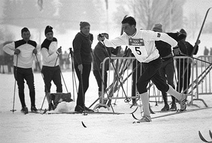 Grenoble, Autrans, 10 February 1968: Harald GRÖNNINGEN from Norway, 1st, in action in the cross-country skiing 10km during the X Olympic Winter Games. Credit: IOC Olympic Museum Collections