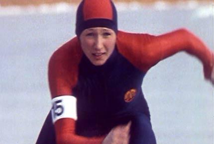 Sarajevo February 1984, XIV Olympic Winter Games. Women's speed skating: Karin ENKE of the German Democratic Republic in action in the 1000m. She won the gold medal. Credit: IOC Olympic Museum Collections