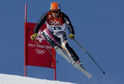 Ogden, Snowbasin ski area, 10 February 2002 Lasse KJUS of Norway in action during the men's downhill during the Salt Lake City Olympic Winter Games. Credit: Getty Images/Mike Powell