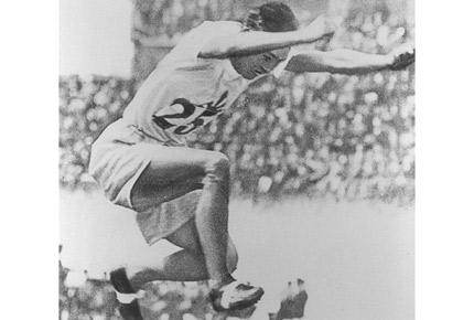 Amsterdam 1928. Games of the IX Olympiad. Athletics, triple jump: Gold medallist Mikio ODA of Japan in action. Credit: IOC Olympic Museum Collections