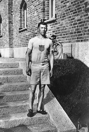 Stockholm, July 1912, Games of the V Olympiad. Portray of American athlete Jim THORPE winner of the decathlon. Credit: IOC Olympic Museum Collections