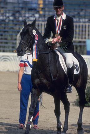 Seoul Equestrian Park, 22 September 1988, Games of the XXIV Olympiad: medal ceremony for the individual equestrian three day event: Mark James TODD from New Zealand, gold medallist, on Charisma. Credit: Getty Images