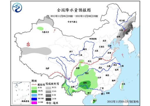 東北新疆局部有大到暴雪降雨天氣籠罩南方（圖）