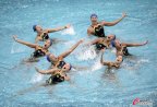 [高清組圖]日本花樣游泳運動員進行熱身訓練