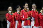 [高清組圖]裏約奧運女子重劍團體 頒獎儀式