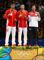 [高清組圖]裏約奧運會乒乓球男子單打頒獎儀式