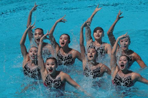 [高清組圖]游泳世錦賽-集體技術自選 中國第二