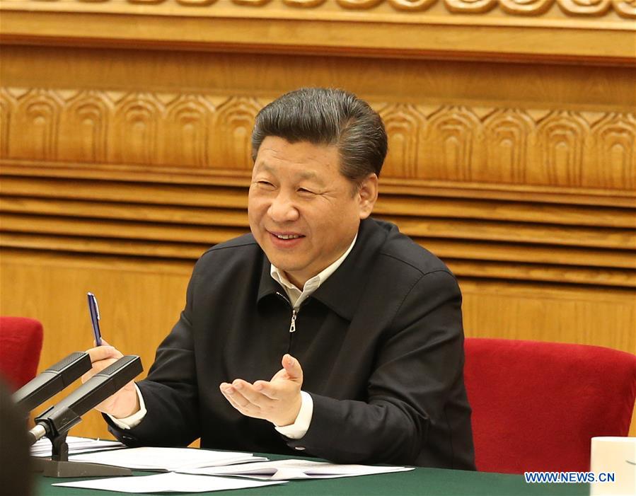 BEIJING, April 19, 2016 (Xinhua) -- Chinese President Xi Jinping, also head of the central Internet security and informatization leading group, presides over a symposium on cyberspace security and informatization in Beijing, capital of China, April 19, 2016. (Xinhua/Ma Zhancheng)