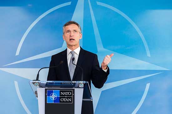 NATO Secretary-General Jens Stoltenberg addresses the media after a NATO-Russia Council at NATO headquarters in Brussels on Wednesday April 20, 2016