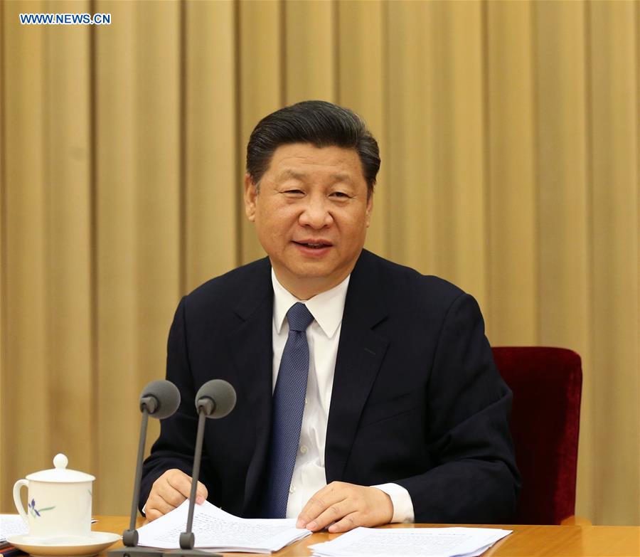 BEIJING, April 23, 2016 (Xinhua) -- Chinese President Xi Jinping addresses a conference on religions in Beijing, capital of China. The conference was held in Beijing from April 22 to 23. (Xinhua/Ma Zhancheng)