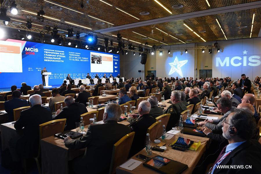 Delegates attend the 5th Moscow Conference on International Security (MCIS) in Moscow, Russia, on April 27, 2016. The 5th Moscow Conference on International Security is held here with main topic of fighting terrorism this year. (Xinhua/Dai Tianfang) 