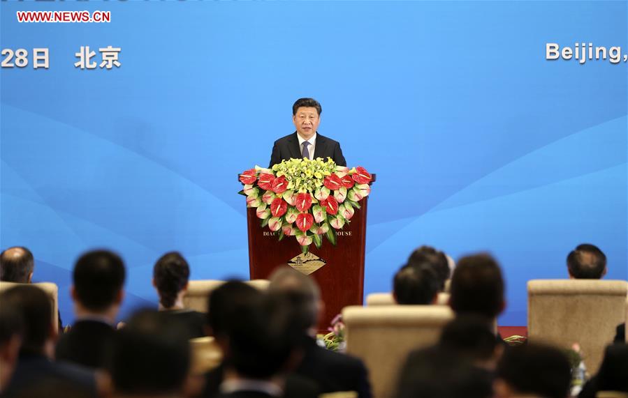 Chinese President Xi Jinping addresses the opening ceremony of the fifth foreign ministers