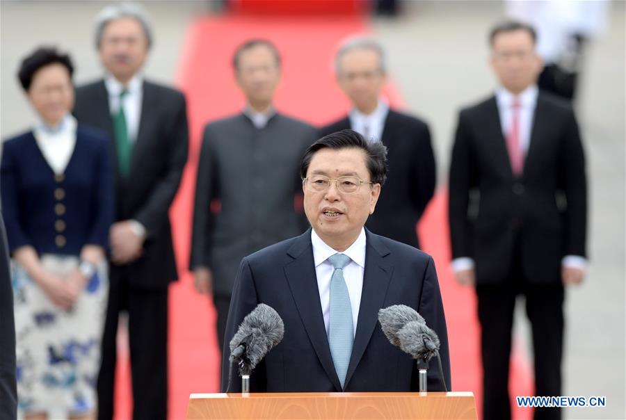 HONG KONG, May 17, 2016 (Xinhua) -- Zhang Dejiang (front), chairman of the Standing Committee of China