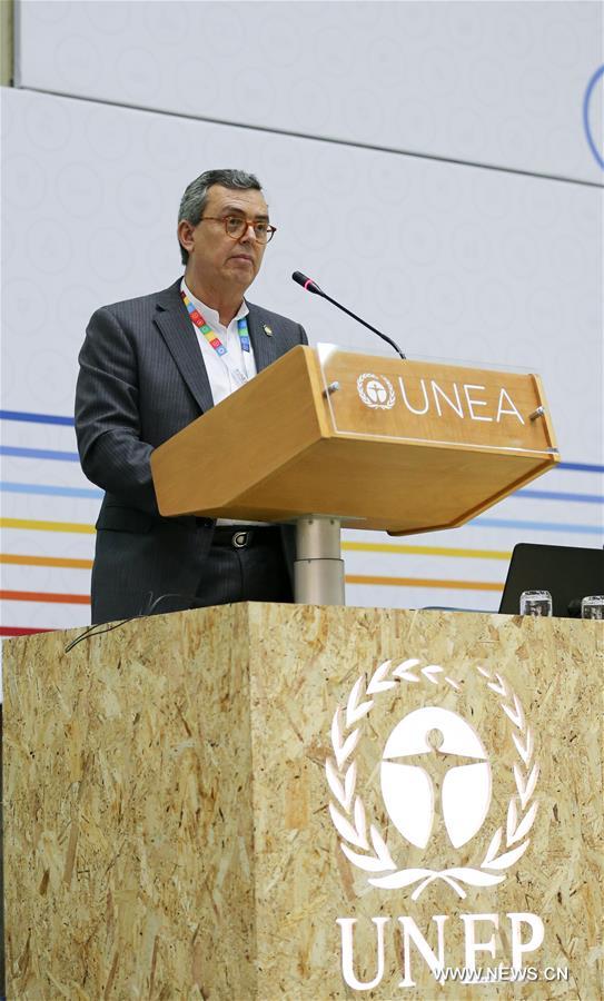  Edgar Gutierrez, President of UNEA-2, who is also the environment and energy minister of Costa Rica, speaks during the opening ceremony of the second edition of the United Nations Environment Assembly (UNEA-2), in Nairobi, Kenya, on May 23, 2016. The second edition of the United Nations Environment Assembly (UNEA-2) opened on Monday, with a call for concerted efforts to revitalize green economy and sustainability agenda. (Xinhua/Pan Siwei)