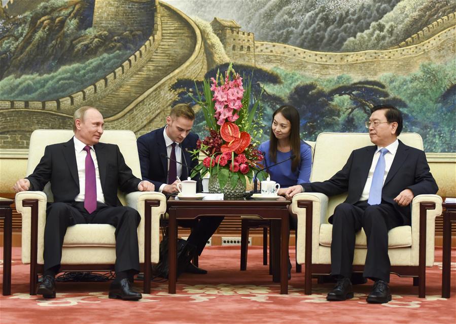 Zhang Dejiang (R, front), chairman of the Standing Committee of China