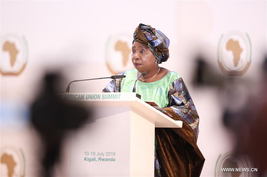 Chairperson of the African Union Commission (AUC) Nkosazana Dlamini Zuma addresses the opening ceremony of the 27th ordinary session of the AU Heads of States in Kigali, capital of Rwanda, on July 17, 2016. African leaders on Sunday gathered at Rwanda