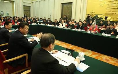 2015年3月6日，習近平參加十二屆全國人大三次會議江西代表團的審議。新華社記者 蘭紅光 攝