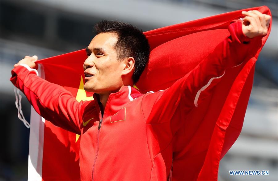 Dong Bin of China celebrates after the final of men