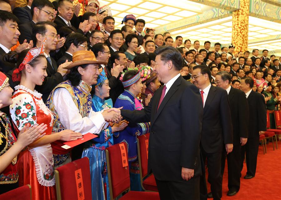 Chinese President Xi Jinping, Chinese Premier Li Keqiang, and Yu Zhengsheng, chairman of the National Committee of the Chinese People