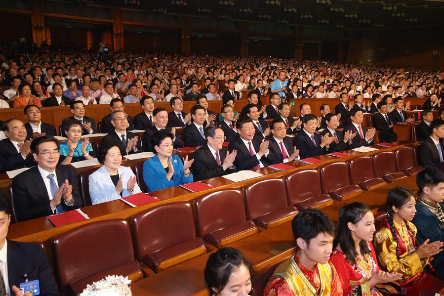 Chinese President Xi Jinping, Chinese Premier Li Keqiang, and Yu Zhengsheng, chairman of the National Committee of the Chinese People