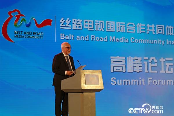 South Africa’s Capetown TV director Karen Leigh Thorne gives a speech at the summit forum of Belt and Road Media Community, August 26, 2016.