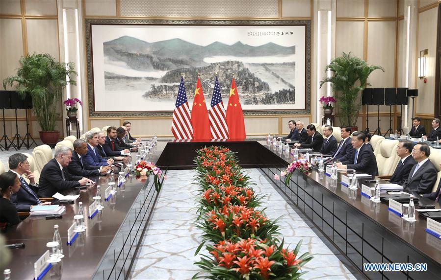 Chinese President Xi Jinping meets with U.S. President Barack Obama, who is here to attend the G20 summit, in Hangzhou, capital city of east China