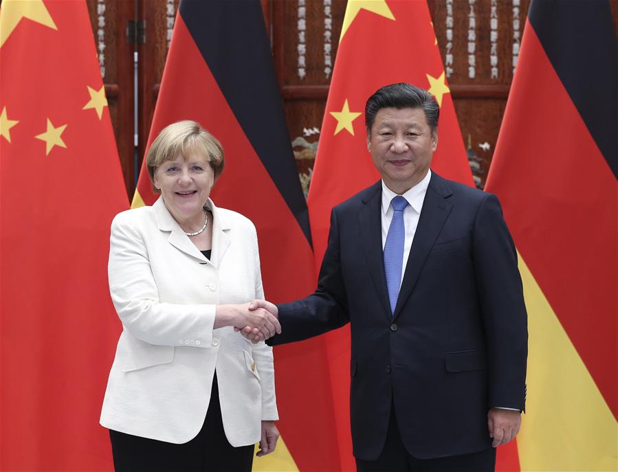 Chinese President Xi Jinping meets with German Chancellor Angela Merkel, who is here to attend the Group of 20 (G20) summit, in Hangzhou, capital of east China