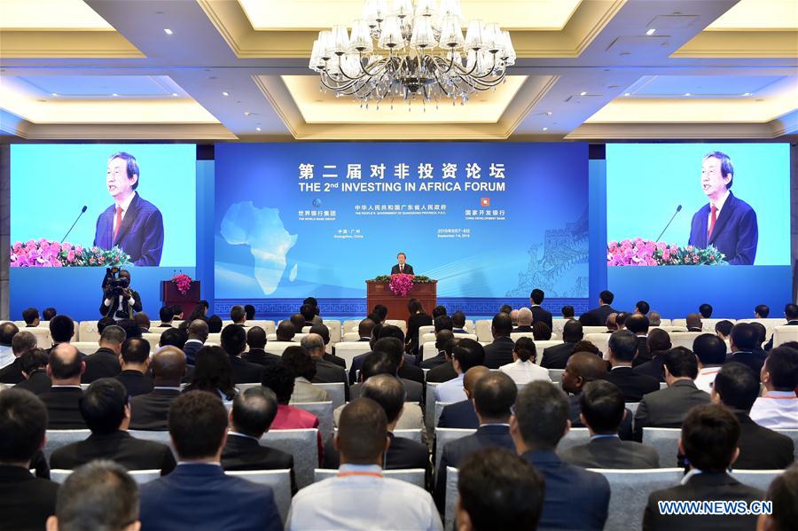 Chinese Vice Premier Ma Kai addresses the opening ceremony of the 2nd Investing in Africa Forum in Guangzhou, capital of south China