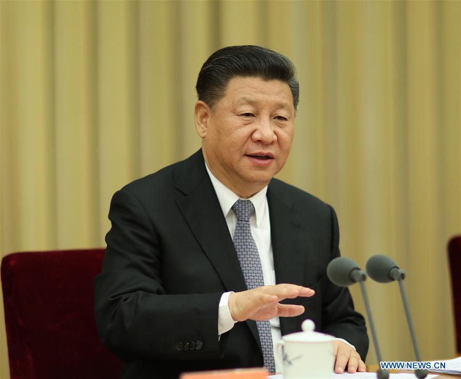 Chinese President Xi Jinping, also general secretary of the Communist Party of China (CPC) Central Committee and chairman of Central Military Commission, speaks at a two-day meeting on ideological and political work in China