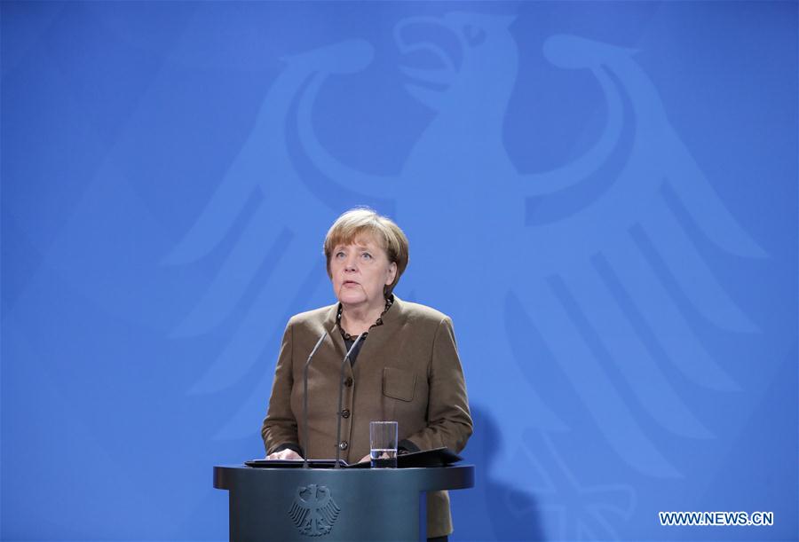 German Chancellor Angela Merkel speaks during a press conference in Berlin, capital of Germany, on Dec. 23, 2016. German Chancellor Angela Merkel said Friday that Germany wanted to increase deportation of failed asylum seekers to ensure better safety in the country. (Xinhua/Shan Yuqi) 