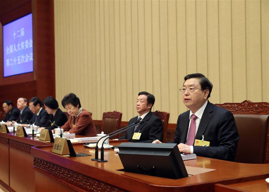 Zhang Dejiang (1st R), chairman of the Standing Committee of China