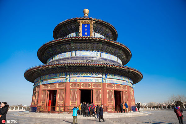 The Temple of Heaven in Beijing is seen in this picture on Dec 29, 2016. [Photo/IC]