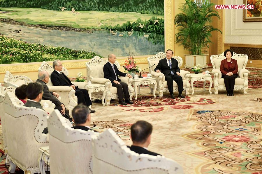 Yu Zhengsheng (2nd R), chairman of the National Committee of the Chinese People