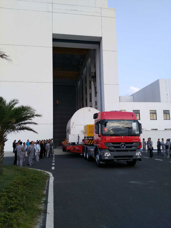 The Tianzhou-1 cargo spacecraft arrives at the Wenchang Space Launch Center in south China