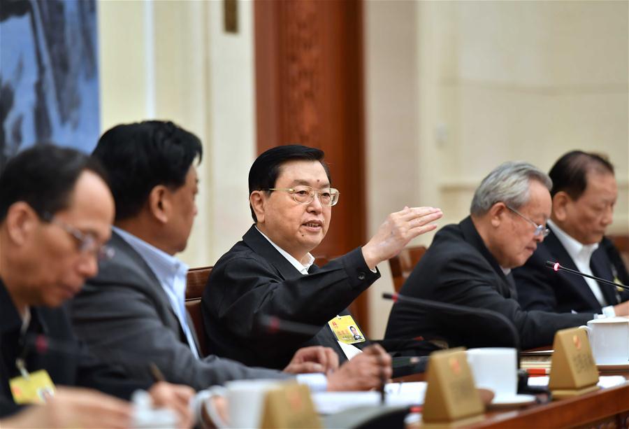 Zhang Dejiang (C), chairman of the Standing Committee of China