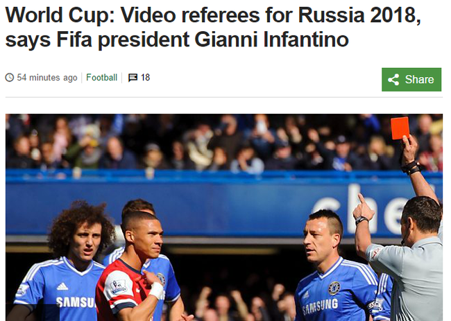 俄羅斯世界盃將引入錄像助理裁判