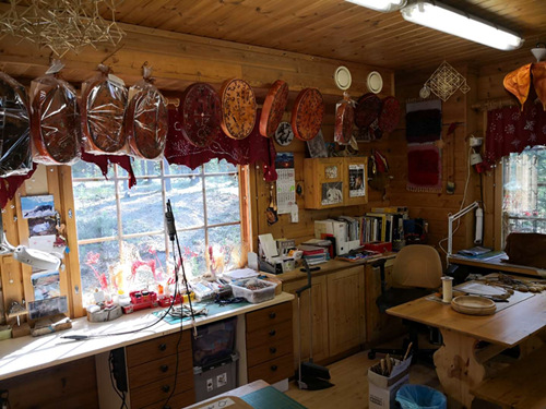 Handicrafts for sale at the home of Ari and Irene Kangasniemi where customers can use AliPay to purchase items in Rovaniemi, Finland.