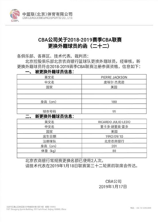 CBA官方公告