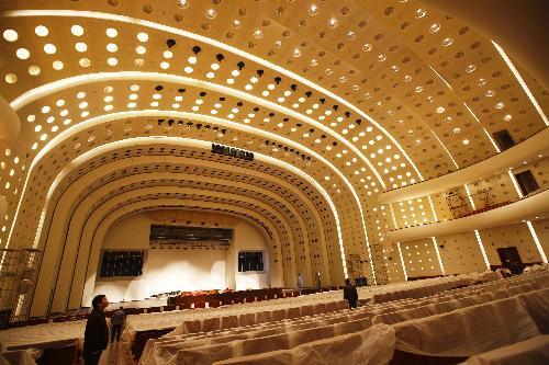 Photo taken on March 11, 2010 shows the interior of the China Pavilion for the 2010 World Expo in Shanghai, east China. The 2010 Shanghai World Expo will witness the 50-day countdown on March 12. (Xinhua/Pei Xin)