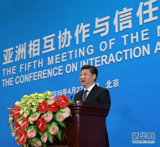 Chinese President Xi Jinping addresses the opening ceremony of the fifth foreign ministers