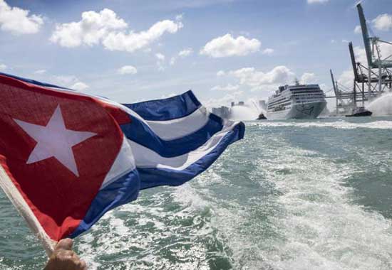 U.S. cruise ship Adonia leaves a Miami port on May 1, 2016, and sailed to Havana, with 704 passengers aboard.