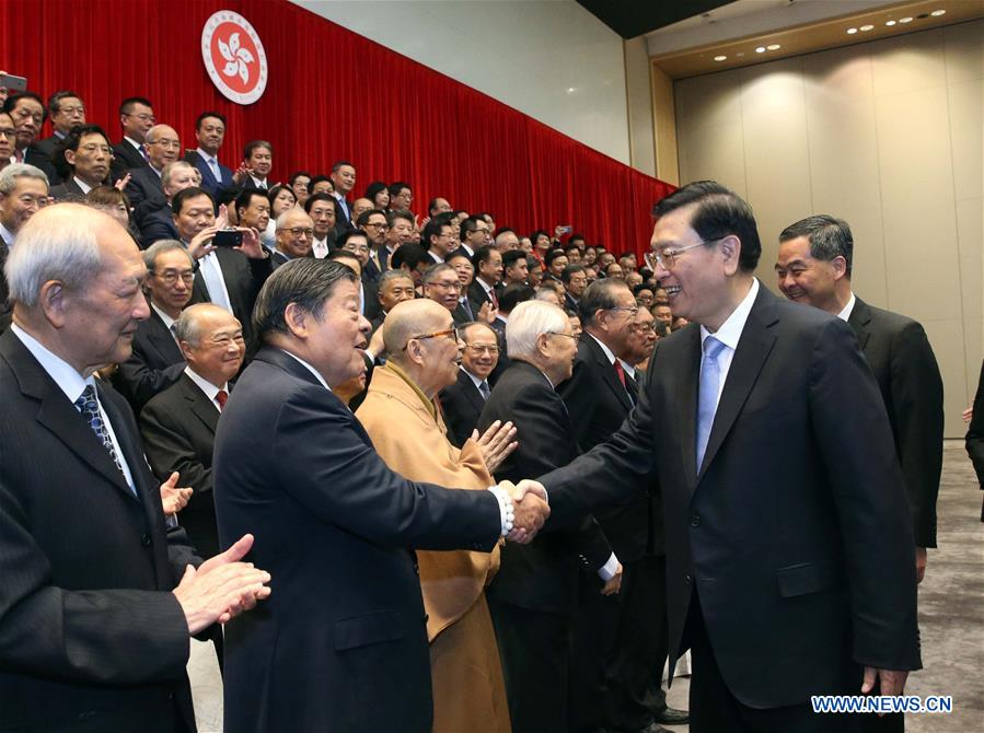HONG KONG, May 19, 2016 (Xinhua) -- Zhang Dejiang (R front), chairman of the Standing Committee of China