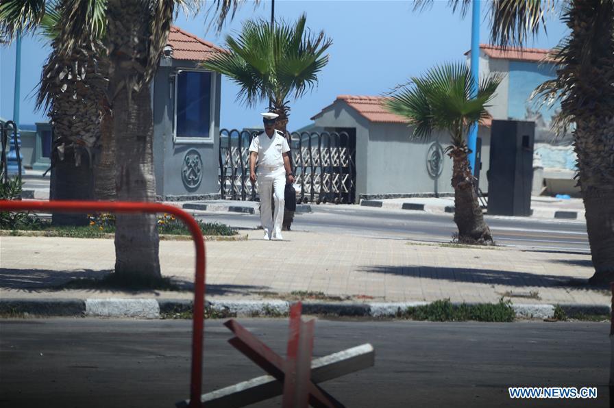 ALEXANDRIA, May 20, 2016 (Xinhua) -- The Egyptian naval base is seen after finding the wreckage of the missing EgyptAir plane near Alexandria, Egypt, on May 20, 2016. The Egyptian Armed Forces said in a statement on Friday it had found parts of debris from the missing EgyptAir plane 290 kilometers north of the coastal city of Alexandria. (Xinhua/Ahmed Gomaa)