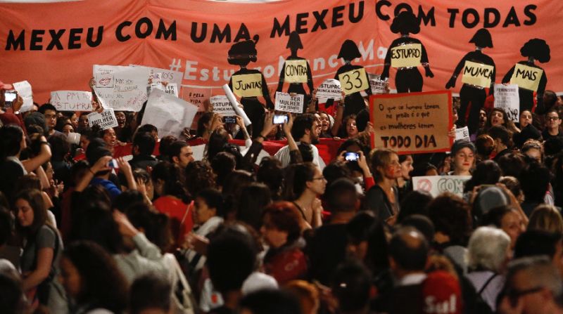 Thousands of Brazilian women protested against a 